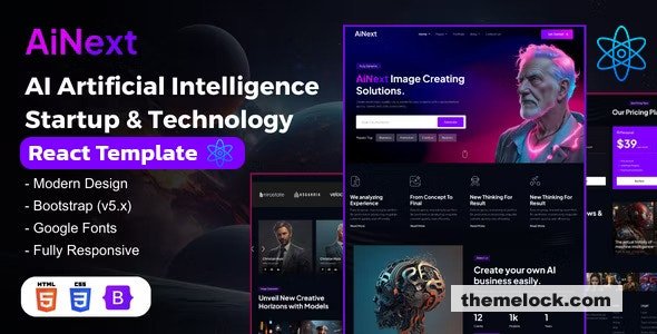 AiNext AI Artificial Intelligence Startup Technology React Template| AiNext v1.2 - AI Agency & Startup WordPress Theme