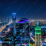city at night_Kingdom of Saudi Arabia Landscape at night - Riyadh Tower Kingdom Center - Kingdom Tower - Riyadh skyline - Riyadh at night