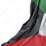 Flag of Kuwait with empty space on the left. Isolated. 3D Rendering