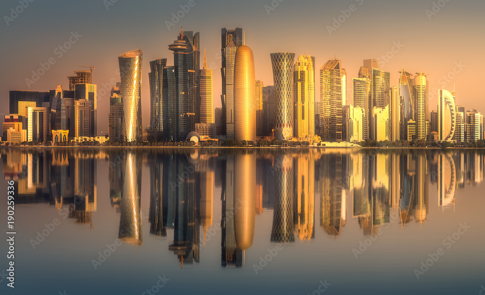 The skyline of West Bay and Doha downtown, Qatar